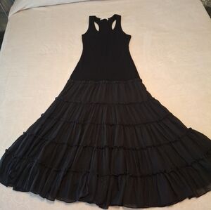 Mustard Seed Dress. Black Ruffle Bottom Dress. Size S.